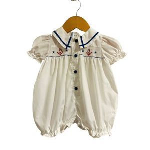 Smocked Vintage Baby Romper Nautical Gift for Baby Shower 6-9 Months